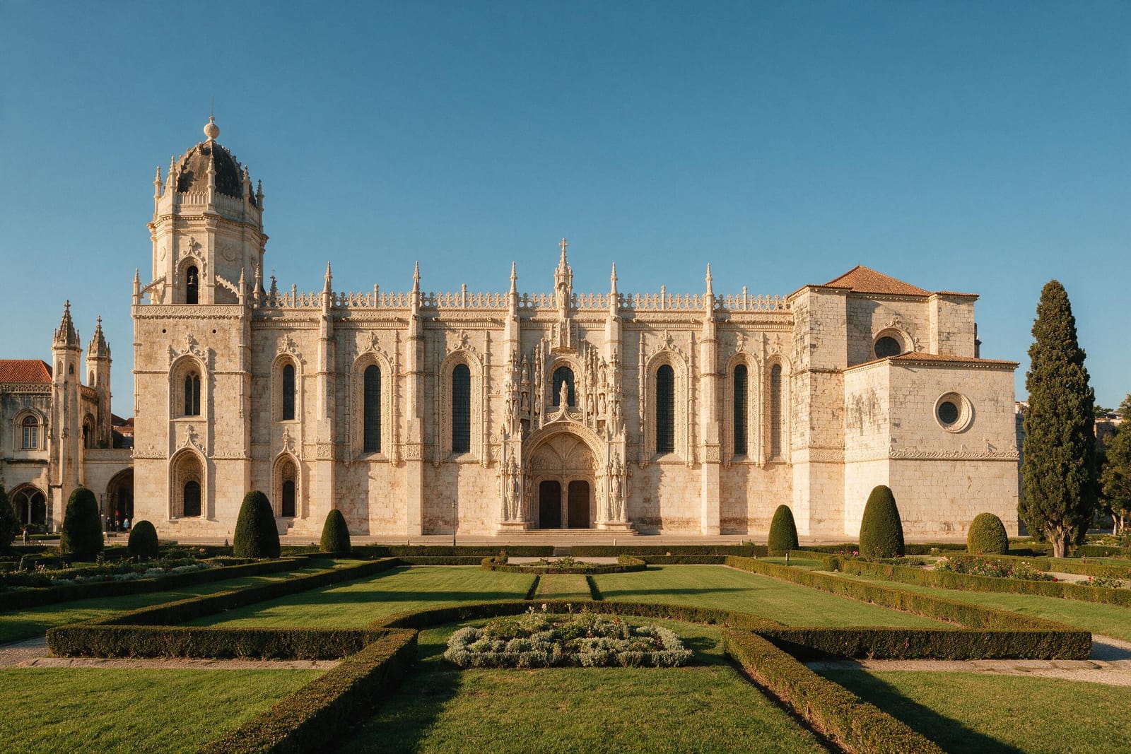 Lizbon Jerónimos Manastırı’nın uzun süslü taş cephesi