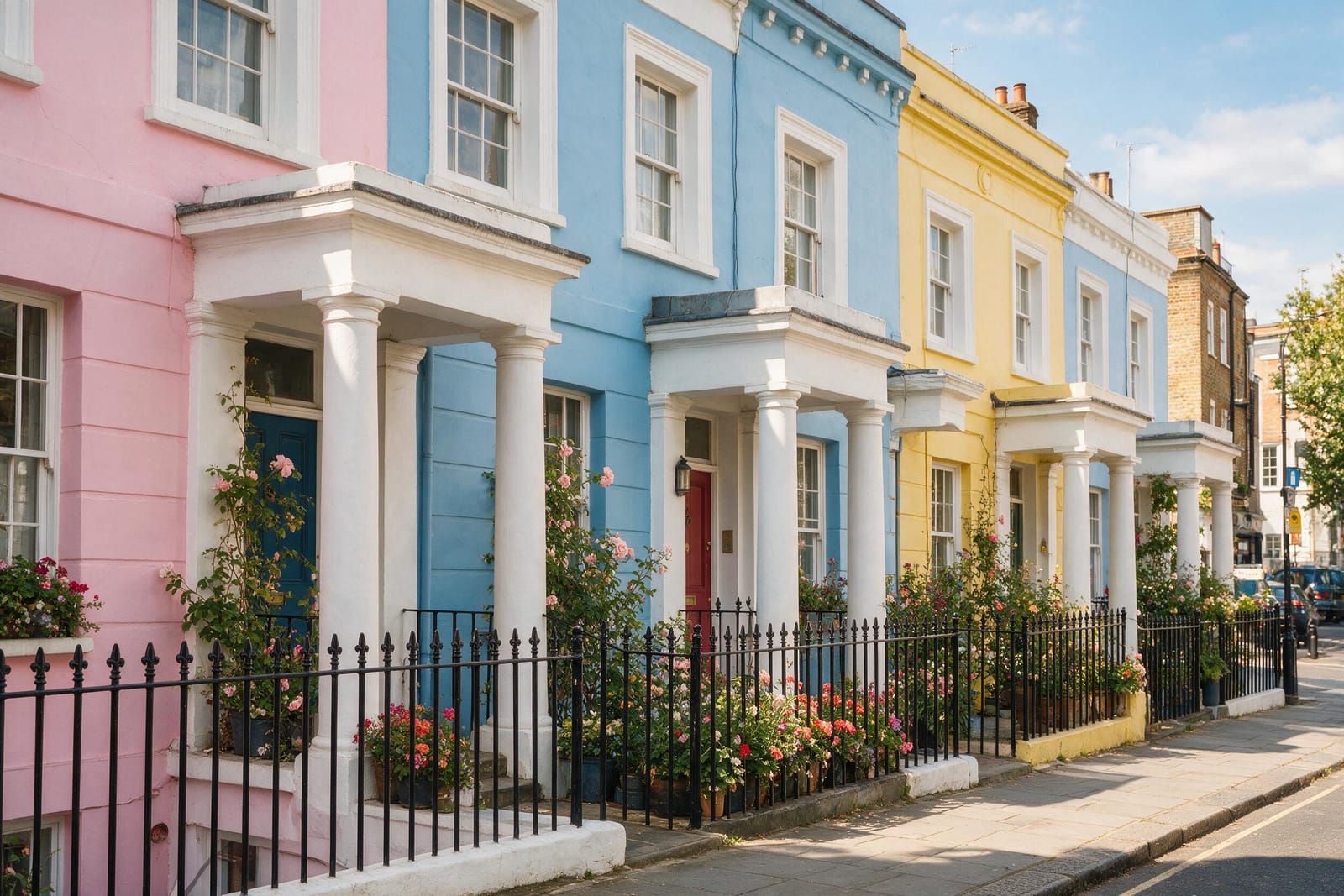 Notting Hill’de pastel renkli sıra evler
