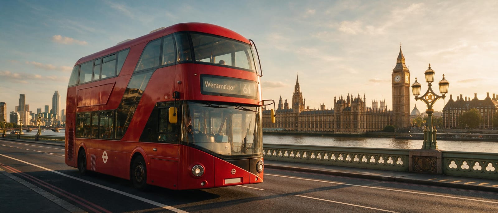Altın saatte Londra Big Ben ve Thames